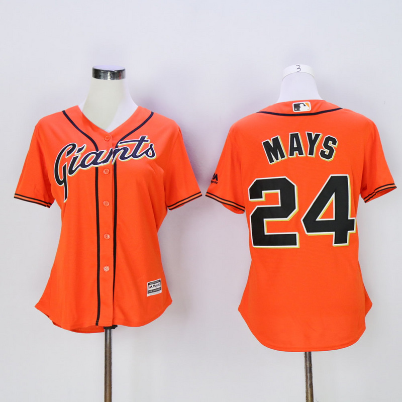 Women San Francisco Giants #24 Mays Orange MLB Jerseys